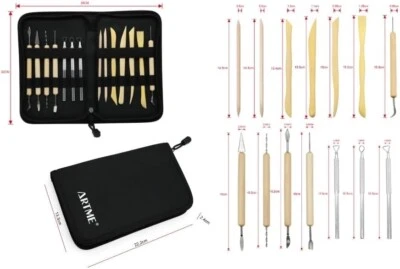 ARTME 14PCS Pottery Tool Set Polymer Clay Ceramic Sculpting Kit w Carrying Case