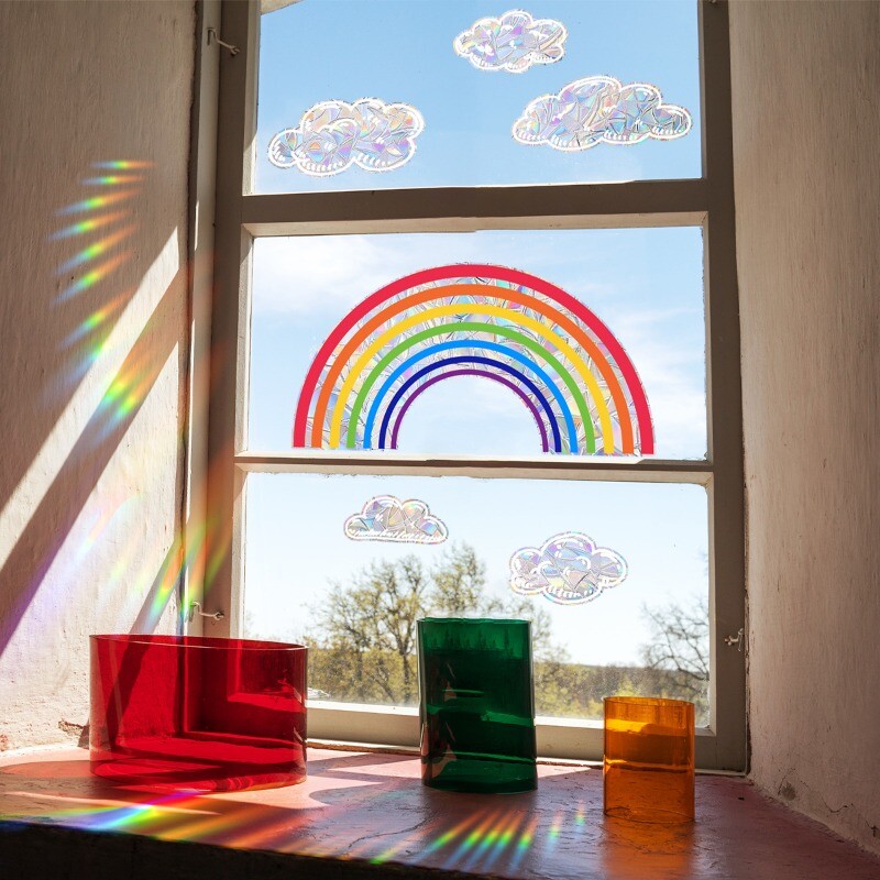 Rainbow Cloud Electrostatic Window Sticker Clings Glass Decals Home Decor Modern