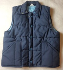 Tom Cat Nine Lives Puffer Vest Mens Xl navy blue Zip Up Made USA Vintage prop