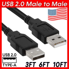 USB to USB Cable USB-A 2.0 Male to Male Data Transfer Cord Type A Hard Drive