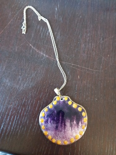 Pendentif Ovale En émaux D'art Astral Vintage - Pièce Unique Multicolore - Occasion Parfait état