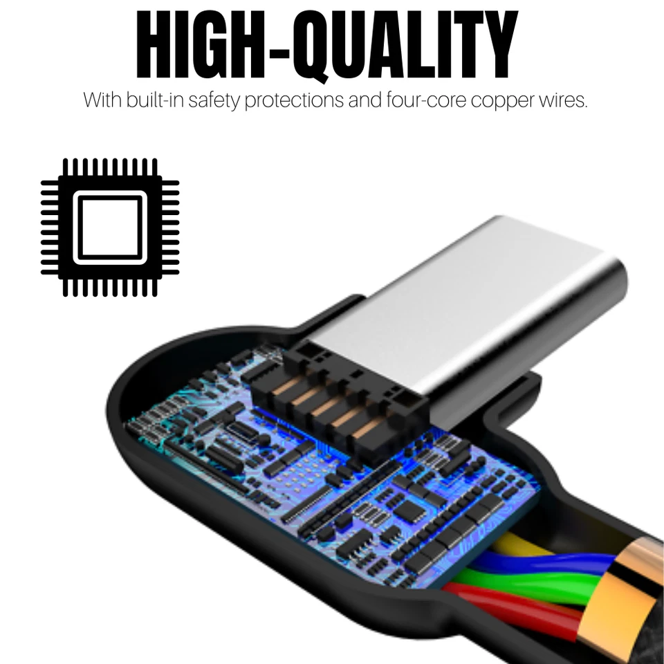 3 Pack Braided 90 Degree Right Angle Type C Cable 3Ft 6Ft USB-C Fast Charger Lot - Image 3 of 4