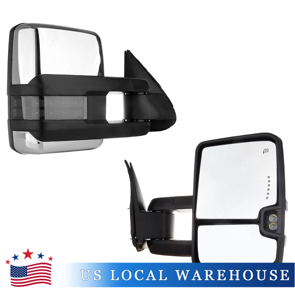 Towing Mirrors Power Heat Clearance Signal Chrome Side For 1999-2002 Chevy GMC - Image 4 of 4