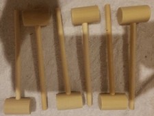 Lot Of 6 Small Round Wooden Crab Mallet Seafood Lobster Hammer 6  Long