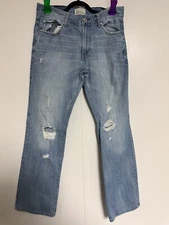 Aeropostale  Men's Driggs Slim Bootcut Jeans 34x31 Dark Wash Blue Distressed