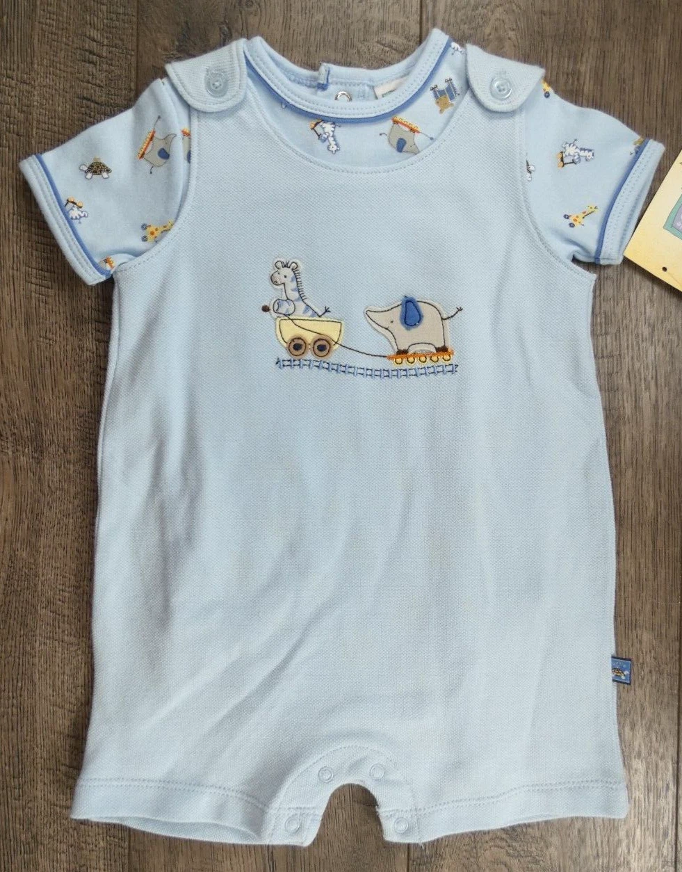 Baby Boy Clothes New Vintage Little Me 2pc 9 Month Zoo Shortalls Outfit