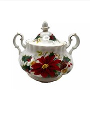 Royal Albert Poinsettia Yuletide Weihnachten Deckel Zuckerdose Bone China England