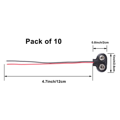 10 Paquete De Conector De Clip De Bateria De 9 V, Tipo T De Piel Sintetica La... - Bild 2 von 12