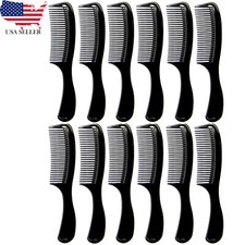 8 inch Black Styling Essentials Round Handle Comb Pocket 1/6/12 Pack