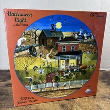 SunsOut 500 Piece HALLOWEEN NIGHT Jigsaw Puzzle 19" Round 14031