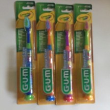 GUM Crayola Toothbrushes Purple Green Suction Cup Base ultra Soft Bristles lot 4