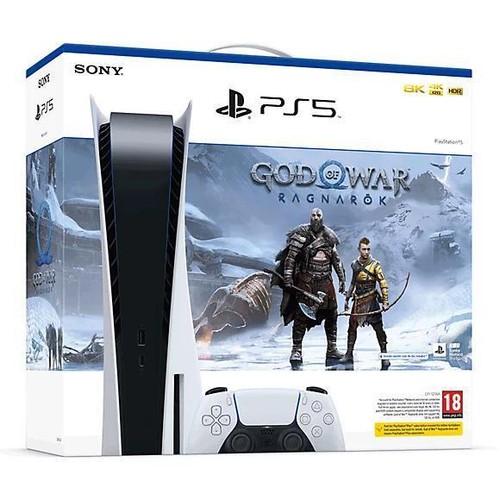 Sony PlayStation 5 Standard Edition Bianco Controller + God Of War: Ragnarok Vch - Foto 1 di 4
