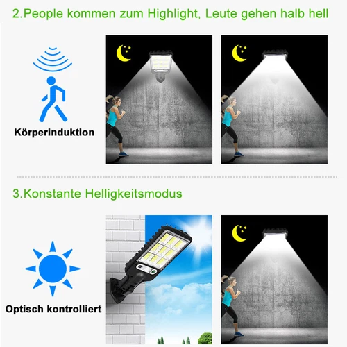 4er 6000W Solarleuchte mit Bewegungsmelder Außen Lampe Fluter LED Strahler Licht - Bild 8 von 14