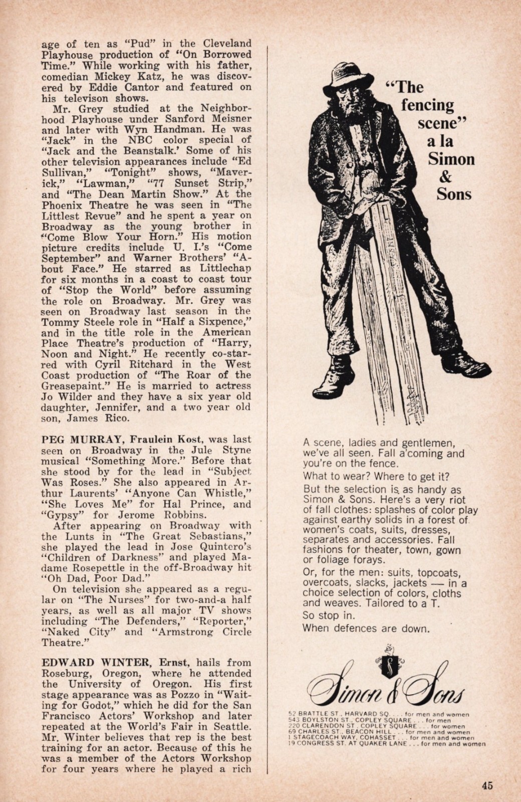 Kander and Ebb "CABARET" Joel Grey / Lotte Lenya 1966 Boston Tryout Playbill