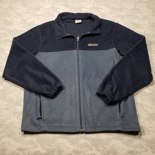 Columbia Sweatshirt Mens XL Blue Fleece Zip Up Pockets Outdoors Hiking Travel