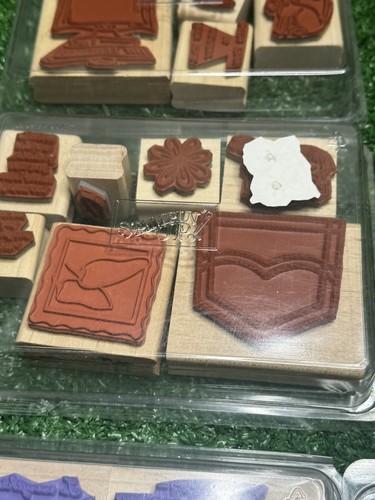 Stamping Up! Holz montiert Gummistempel Lot Schüttgut im Ruhestand Handwerk Vintage - Bild 15 von 19