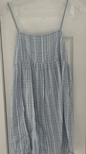 American Eagle Blue Checkered Gingham Mini Dress Size XS , Open Tie Back
