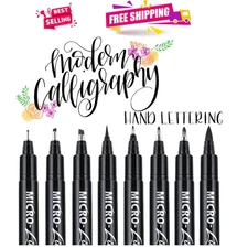Ergonomic Calligraphy Brush Pens Set- 8 Sizes for Writing, Drawing & Journaling