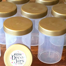 10 Bottle JARS Plastic Container Craft Organizing Hobby 3 oz DecoJars 5314 Gold