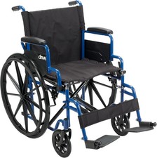 Drive Medical Wheelchair Blue Streak W/ Flip Back Desk Arm  20" Seat  Footrest