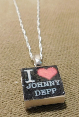 Handmade ''I Love Johnny Depp'' Scrabble Tile Necklace
