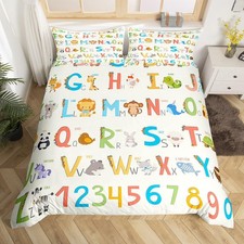 English Alphabet Comforter Cover Set Cute Animals Bedding Set for Boys Girls ...
