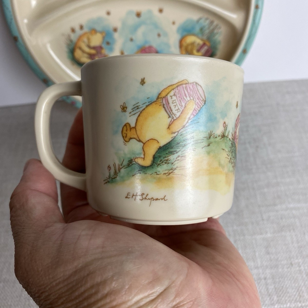 Vintage 2 Piece Winnie the Pooh Plate And Mug Set Selandia Taiwan