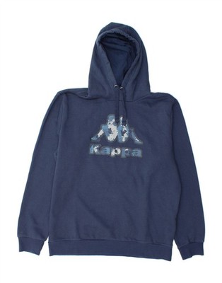 KAPPA Mens Graphic Hoodie Jumper XL Navy Blue Cotton BZ09
