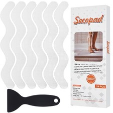 Anti-Slip Shower Stickers 24PCS with Scraper, 0.8" x 8", Clear
