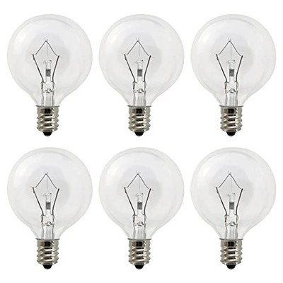 Wax Warmer Bulbs 6 Pack, G50 25 Watt Light Bulbs for Full Size Scentsy