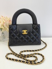 Chanel Kelly Top Handle Black Lambskin Gold HW Bag Auth