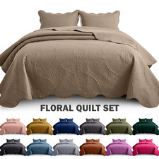 Luxury Bedspread Bedding Set 3 Piece Quilted Coverlet Bed Throw Queen King Size