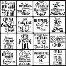 16 Pcs Reusable Word Stencils for Painting On Wood Shirt Canvas Fabric Decor
