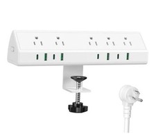 Desk Clamp Power Strip,45W Fast Charging Station,4 USB-C,4 6 FT Cable White
