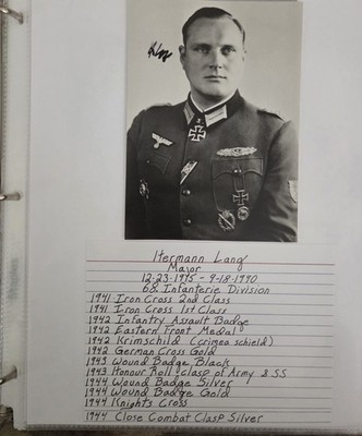 Elite Knights Cross Signed Auto Major Hermann Lang Rare Hard To Find Auto.