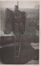 Real Photo - AIRFORCE PILOT & PLANE - RPPC Postcard Airplane WWII History