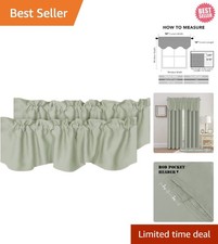 Luxurious Light Sage Scalloped Blackout Valances - 2 Panels, 52" W x 18" L
