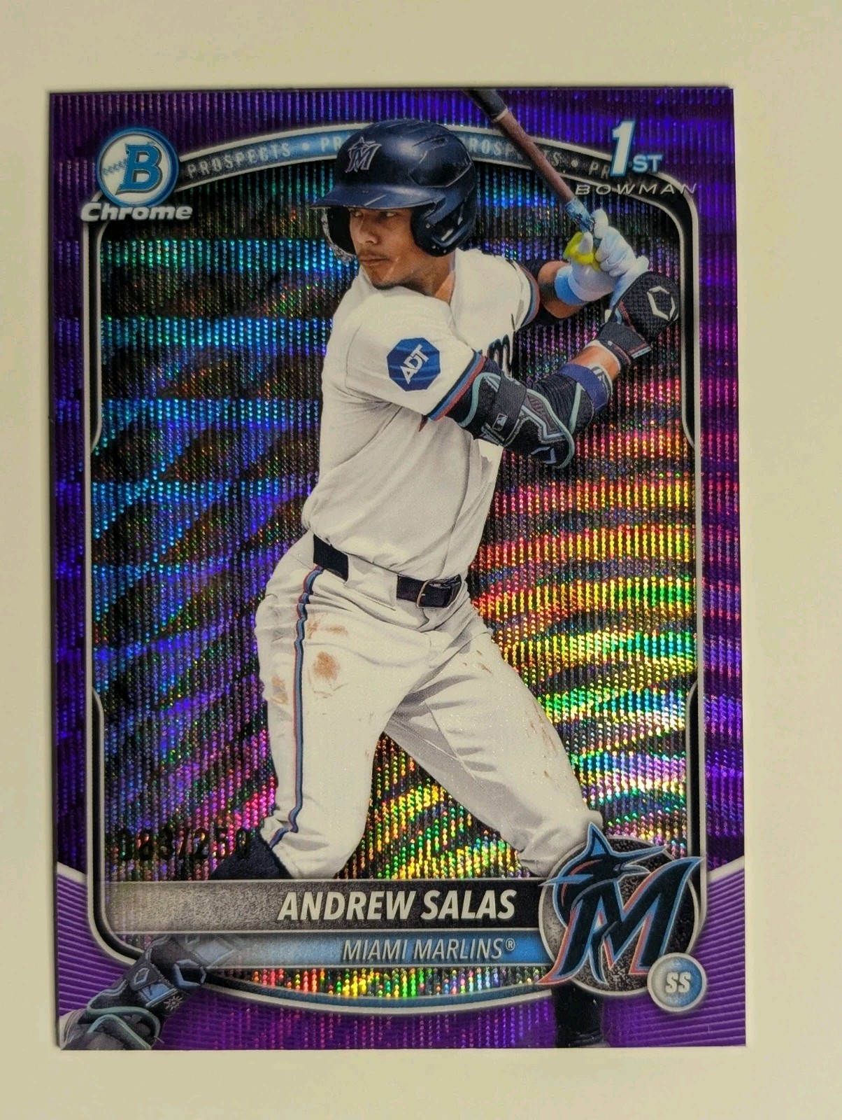 2025 Bowman Chrome Andrew Salas 1st Bowman Purple Wave Refractor /250 Marlins
