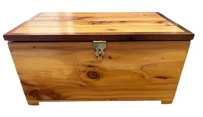 VTG Handcrafted Cedar Wood Jewelry Trinket Box C&K Wood Products Trays Ring USA