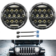 Pair 7 Round Led Headlights High Low Beam For Jeep Wrangler Jk Tj Lj Cj Trucks