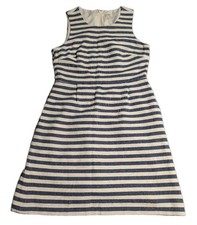 J.Crew Dress Womens 10 Blue White Stripe Cotton Fit Flare Sleeveless G3716