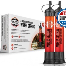 Practical Survival Reusable Emergency Water Filter Straws 2-Pack