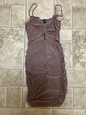 Nwt Windsor Large Brown Dress Front Twist Detail Spaghetti Straps Coctail Dress 