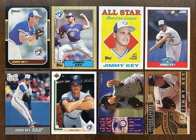 1987-1995 JIMMY KEY (8-Card LOT) - Various Brands - Blue Jays/Yankees