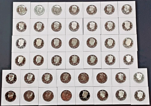 1968-2011 S Proof Kennedy Half Dollar 44 Coin Set Run 3 40% silver coins!!  K49
