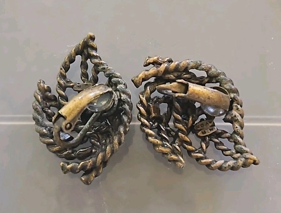 Pendientes de hoja con clip de acento ámbar imitación vintage Avon damas joyería de moda nuevos Foto 4 de 4