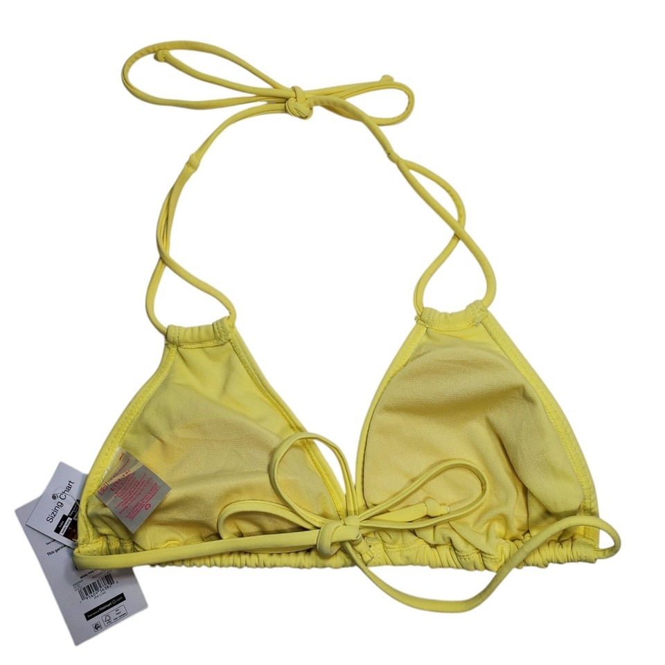 No Boundaries Junior's Bright Yellow Basic Halter Neck String Bikini ...