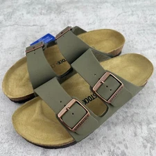 Birkenstock Arizona Birkibuc Stone Soft Footbed Leather Sandals - Select Size