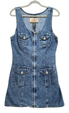 Express Women's Sleeveless Denim Dress Full Zip Size M Blue