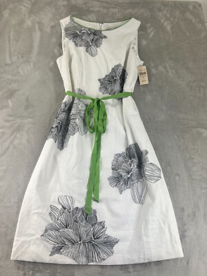 Vintage Coldwater Creek Embroidered Floral Dress Size 12 Linen White Cottagecore